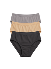 Mid Waist Hipster Panty With Outer Elastic Bundle Of 3 - ( Grey, Black & Beige)